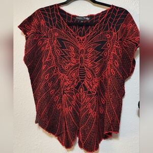 Primitive Vibes, Hawaii, Red Butterfly Design Top